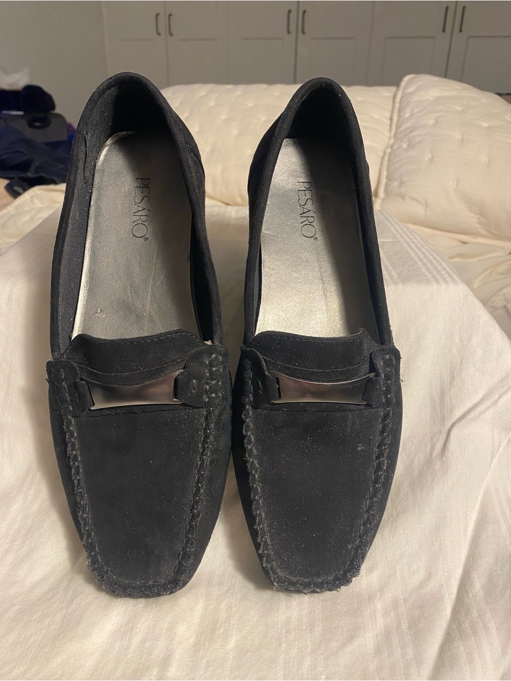 Pesaro Black Suede Bit Loafers for Women